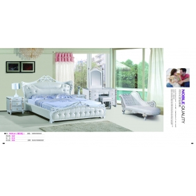 monochrome bed with decorative pattern